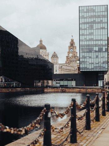 view across water to Liverpool skyline